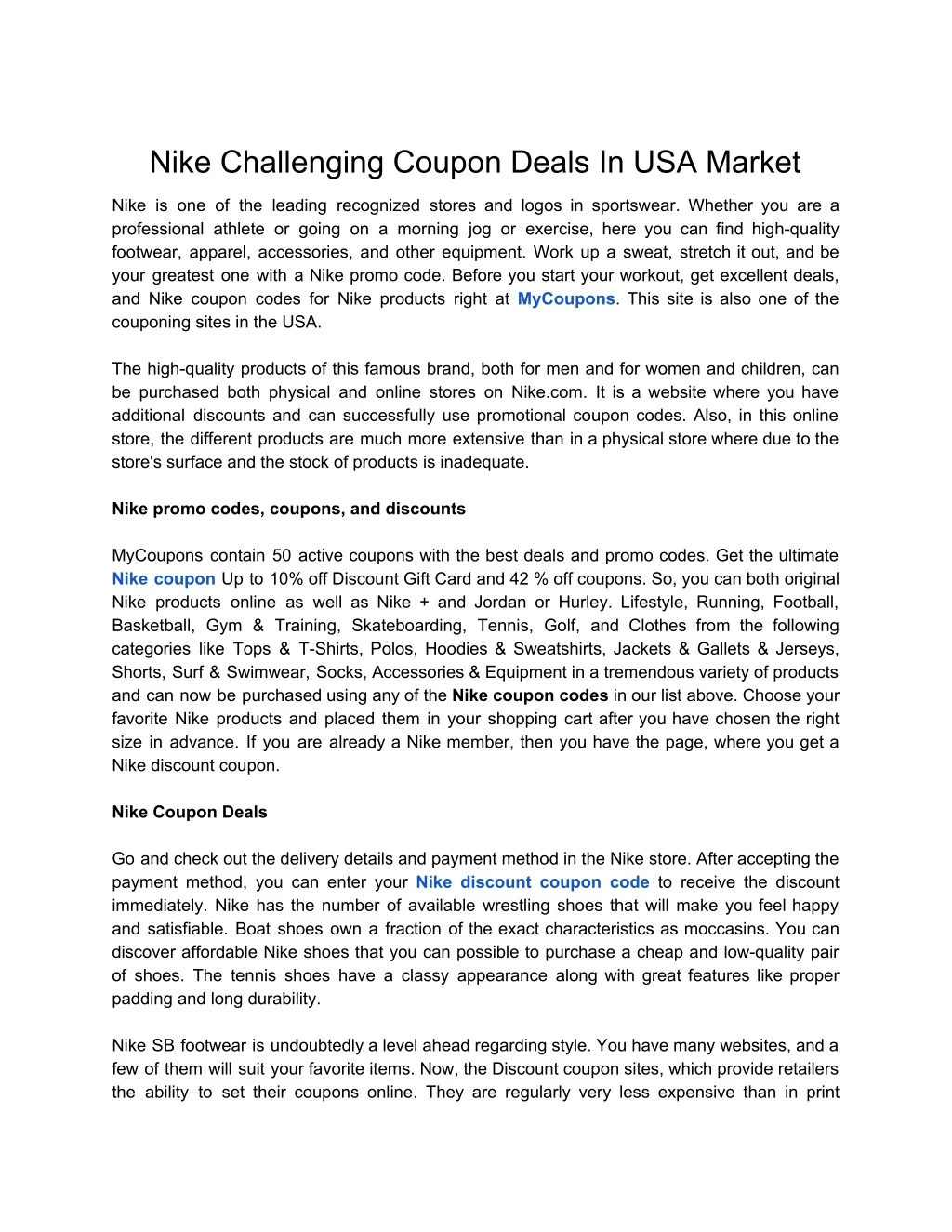 nike challenging coupon deals in usa market