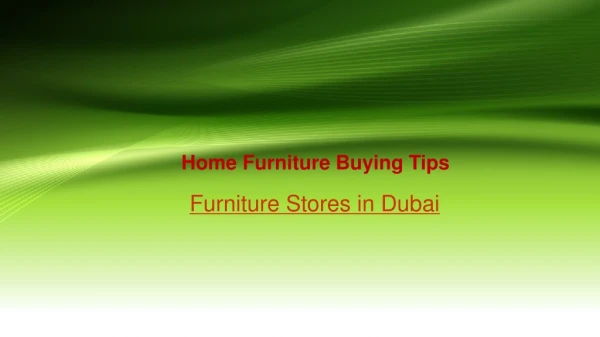 Home Furniture Buying Tips