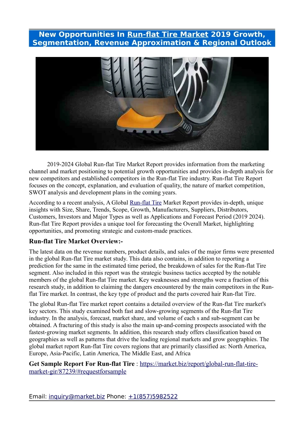 new opportunities in run flat tire market 2019