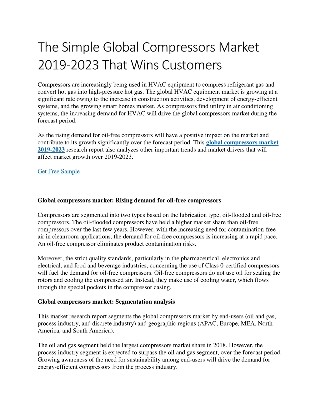 the simple global compressors market 2019 2023