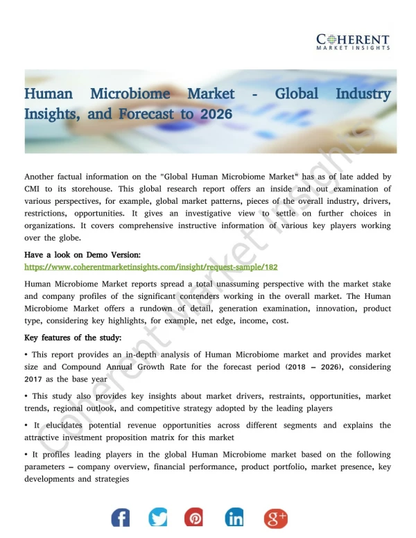 Human Microbiome Market - Global Industry Insights, and Forecast to 2026
