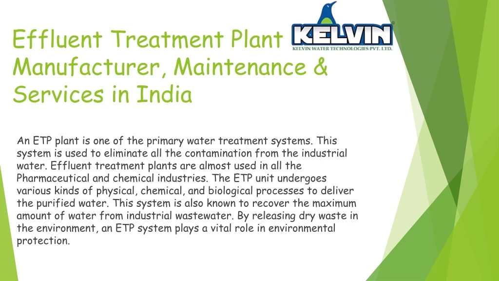 effluent treatment plant manufacturer maintenance services in india