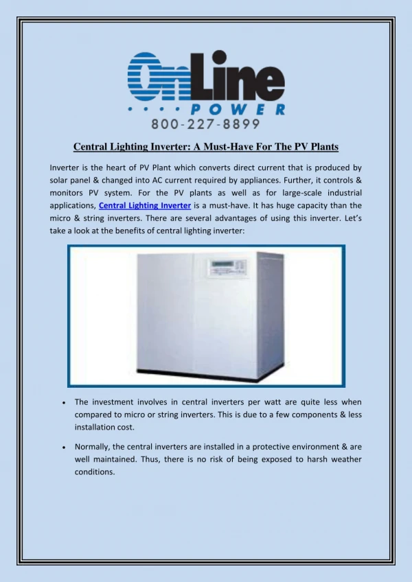 central lighting inverter a must have