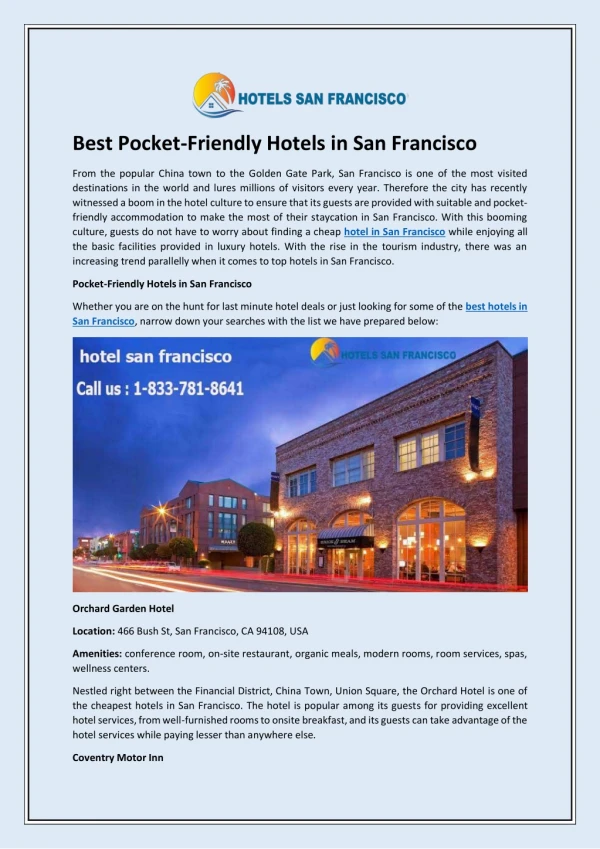 Best Pocket-Friendly Hotels in San Francisco
