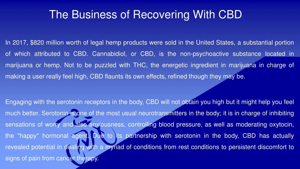the business of recovering with cbd