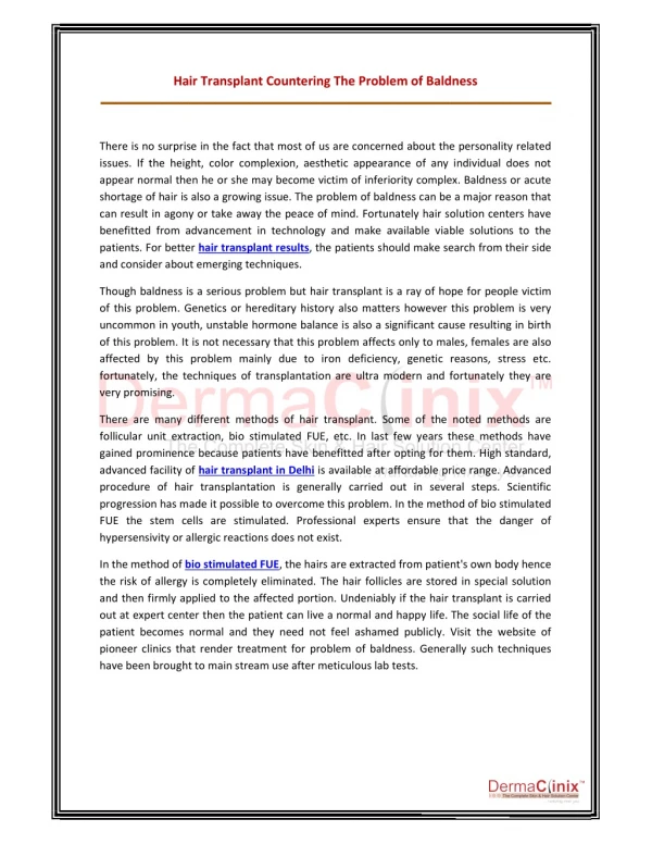 hair transplant countering the problem of baldness