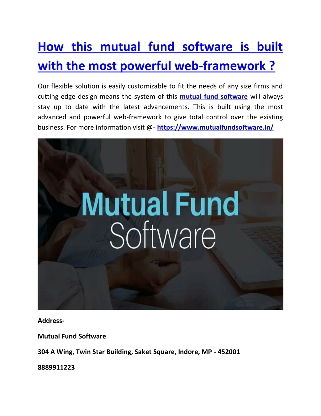 how this mutual fund software is built with