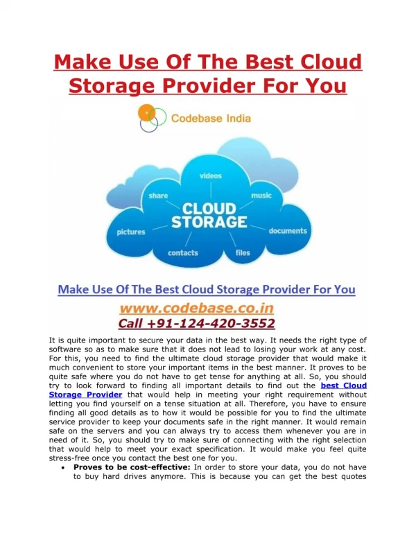 make use of the best cloud storage provider