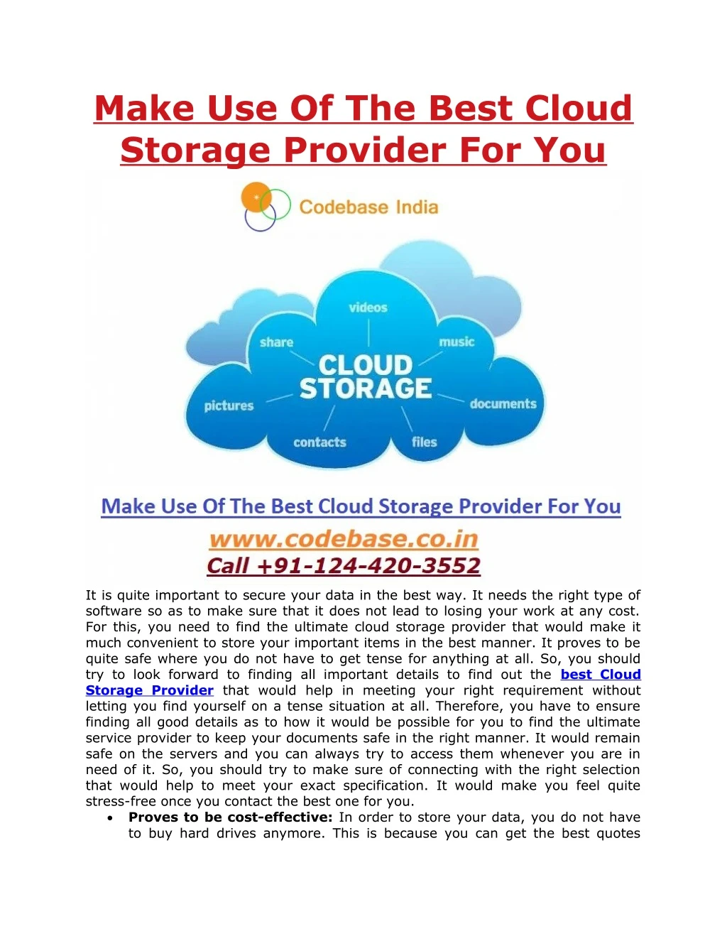 make use of the best cloud storage provider