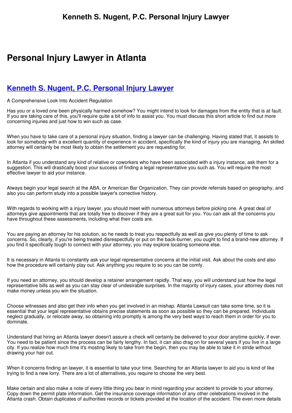 kenneth s nugent p c personal injury lawyer