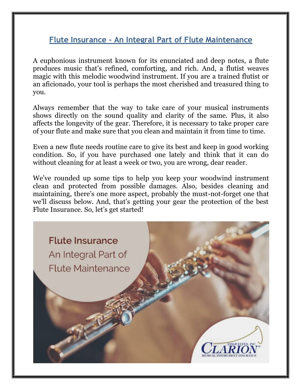 flute insurance an integral part of flute