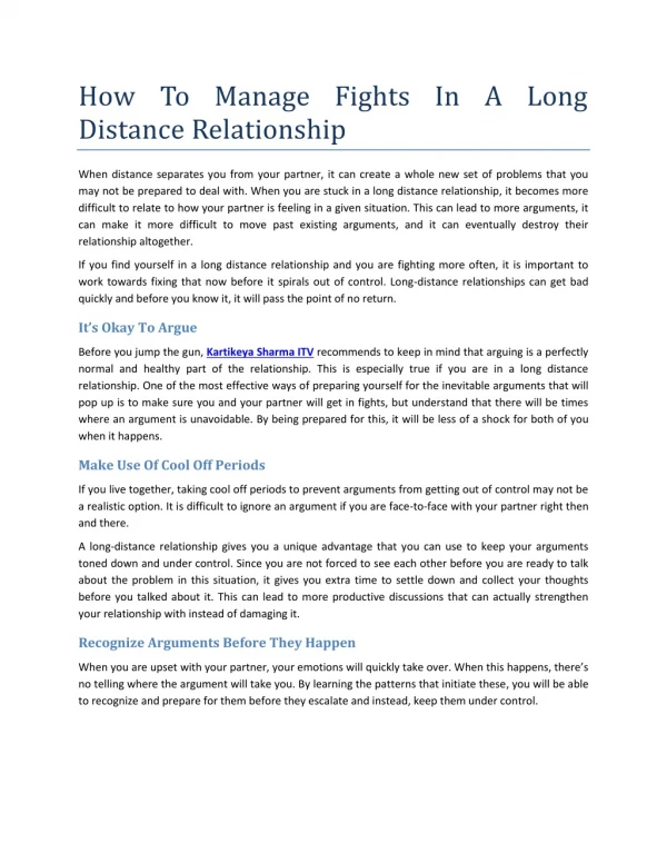 How To Manage Fights In A Long Distance Relationship