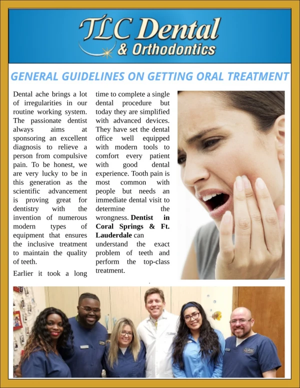 General Guidelines On Getting Oral Treatment