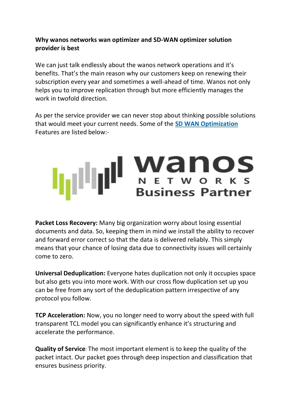 why wanos networks wan optimizer