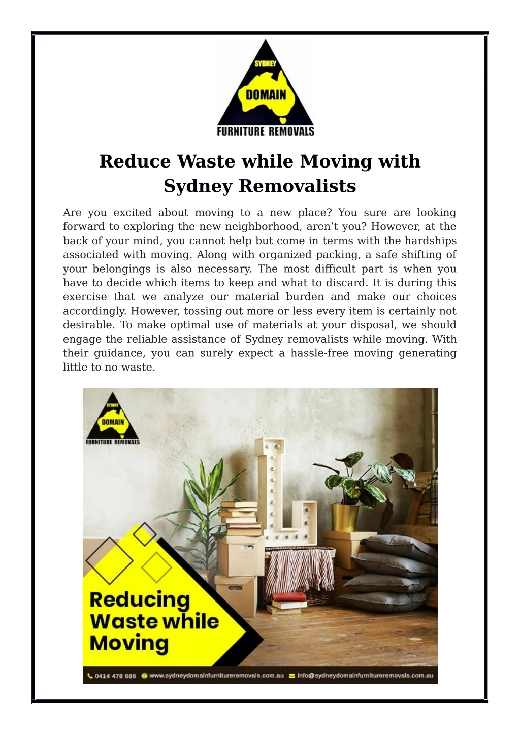 reduce waste while moving with sydney removalists