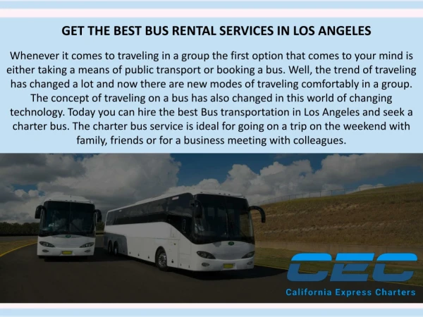 Charter Bus Rental Services in Los Angeles