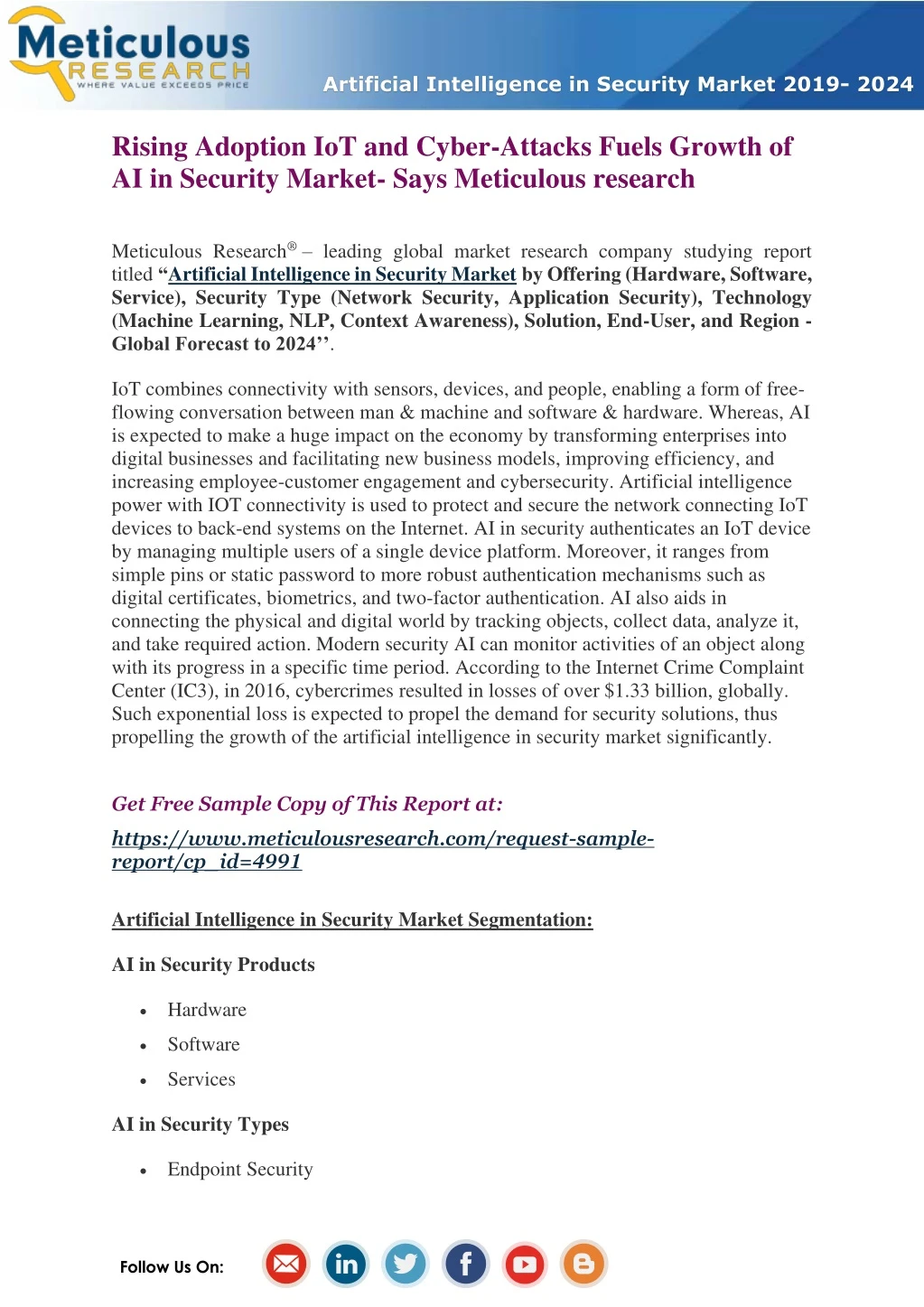 artificial intelligence in security market 2019