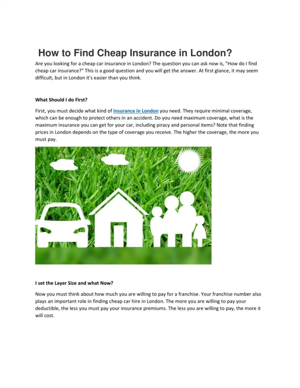 How to Find Cheap Insurance in London?