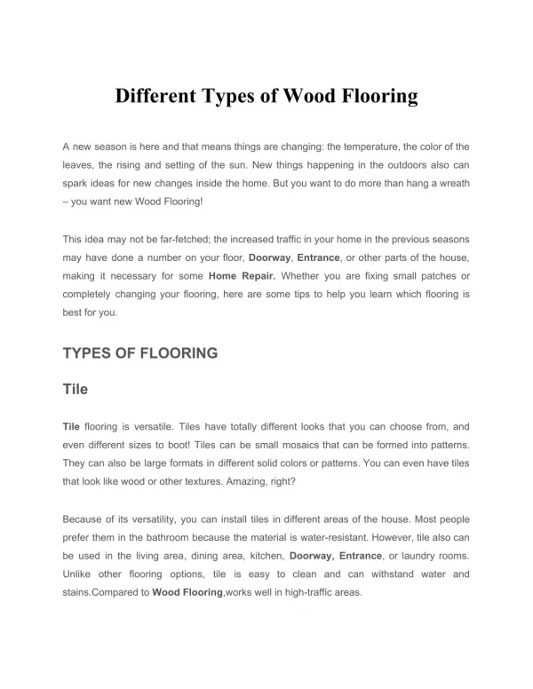 Different Types of Wood Flooring