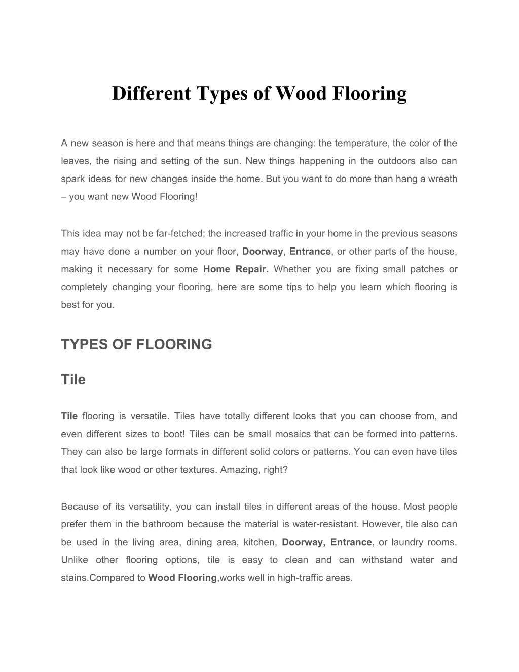 different types of wood flooring
