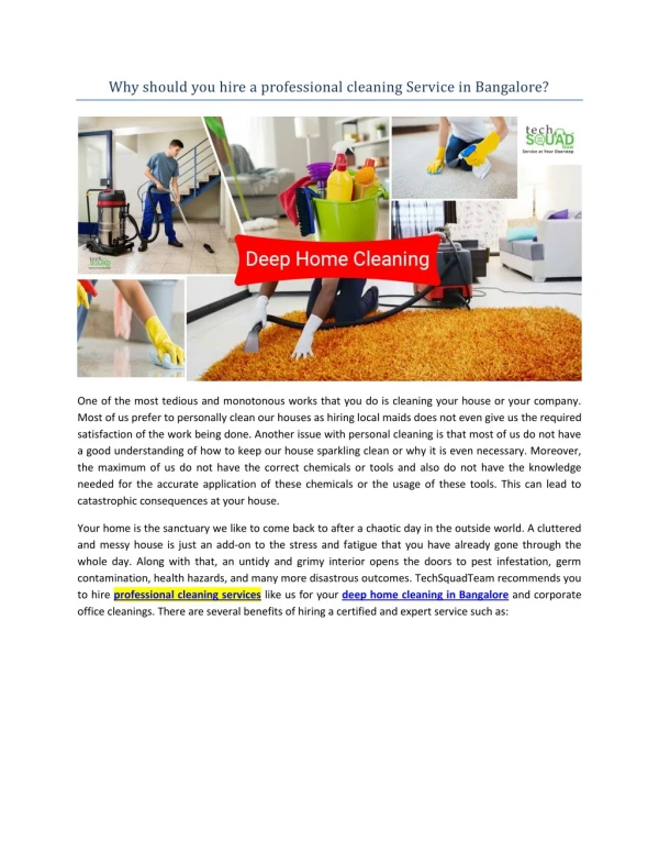 why should you hire a professional cleaning