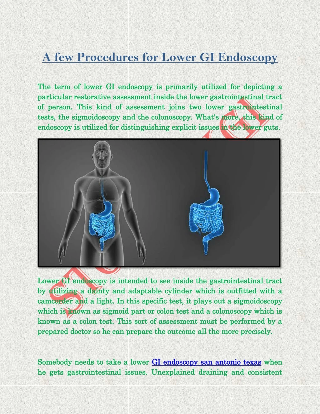 a few procedures for lower gi endoscopy