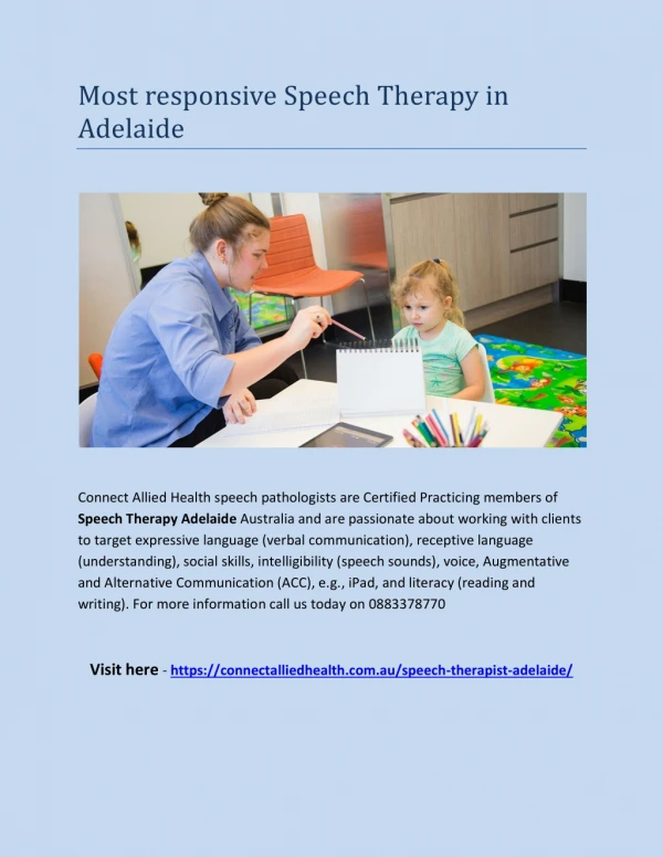 Most responsive Speech Therapy in Adelaide