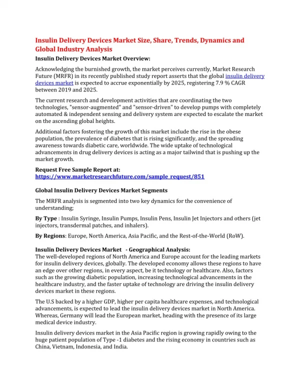 insulin delivery devices market size share trends