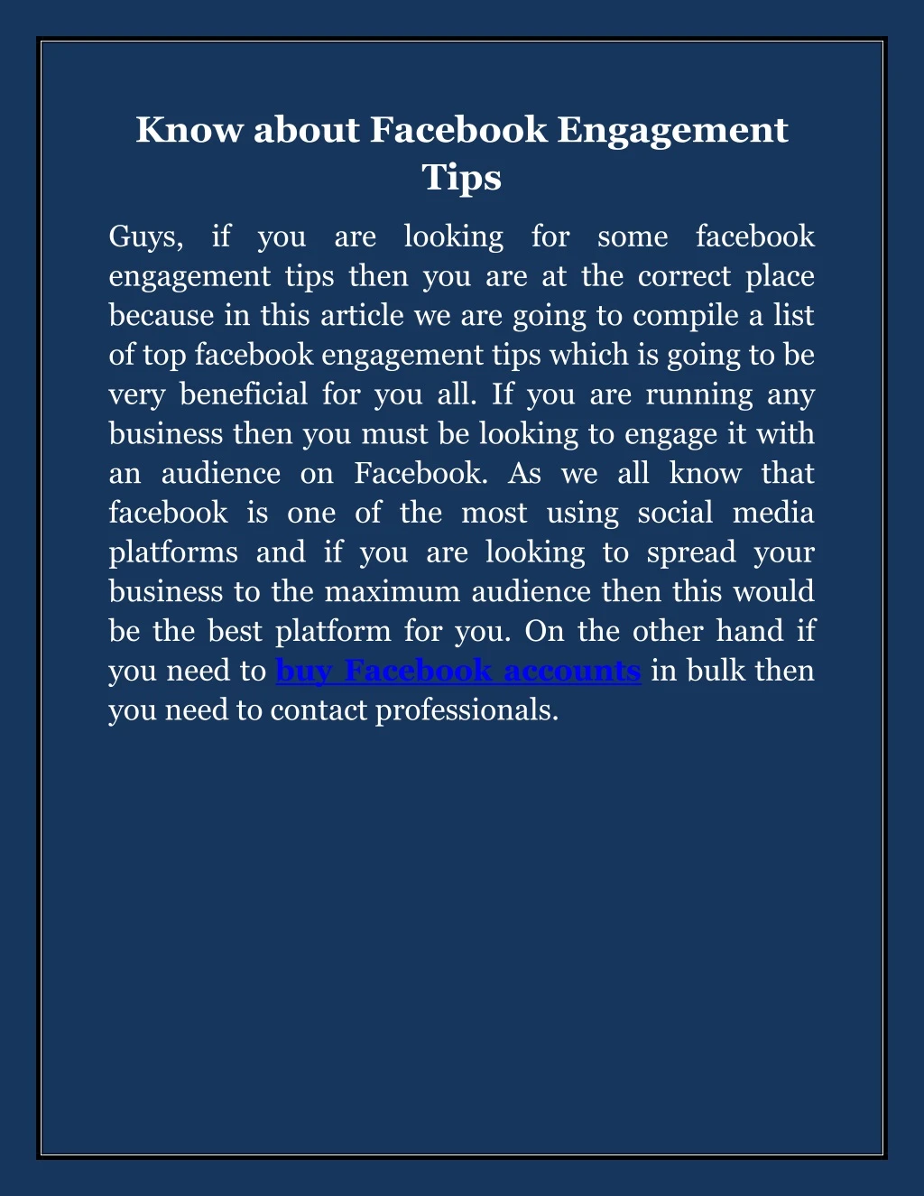 know about facebook engagement tips