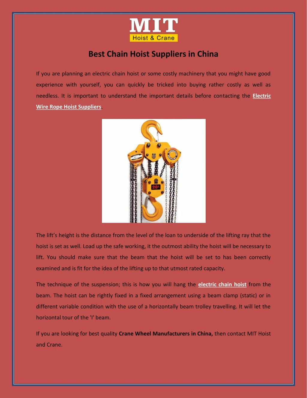 best chain hoist suppliers in china