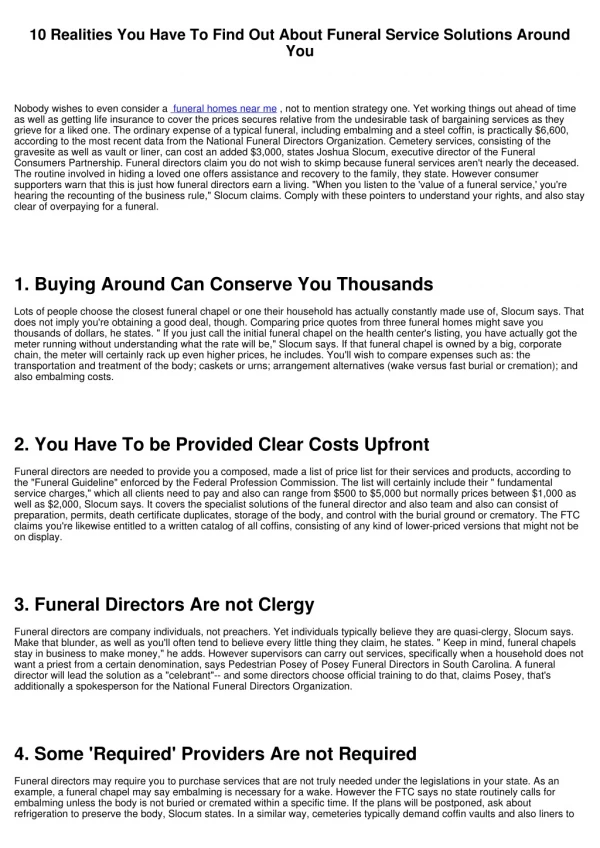 10 realities you have to find out about funeral
