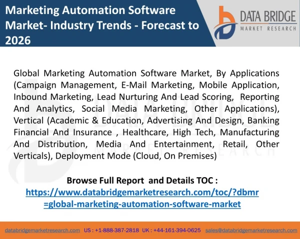Marketing Automation Software Market- Industry Trends - Forecast to 2026