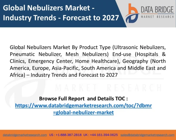 Global Nebulizers Market - Industry Trends - Forecast to 2027