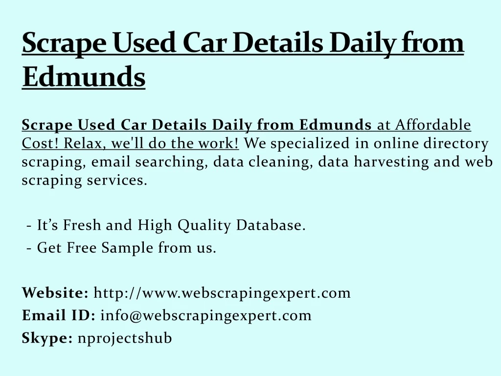 scrape used car details daily from edmunds