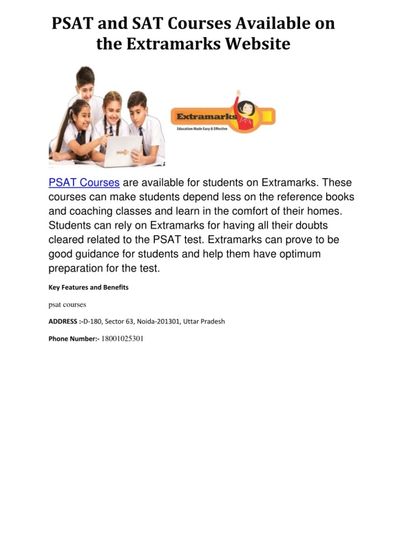 psat and sat courses available on the extramarks