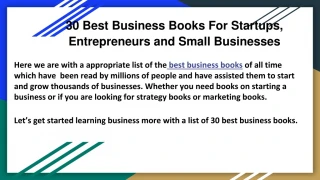 30 Best Business Books For Start-ups, Entrepreneurs and Small Businesses
