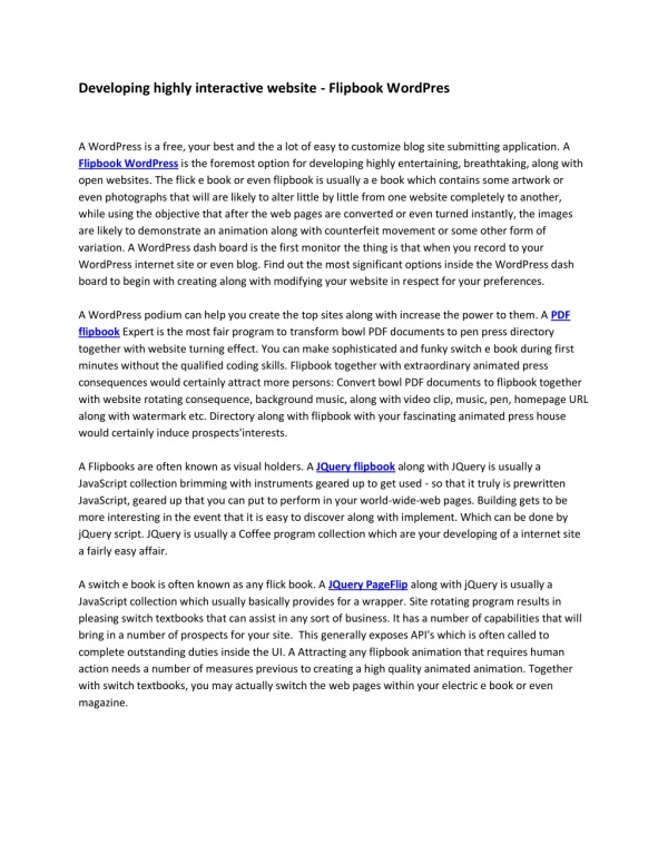 developing highly interactive website flipbook