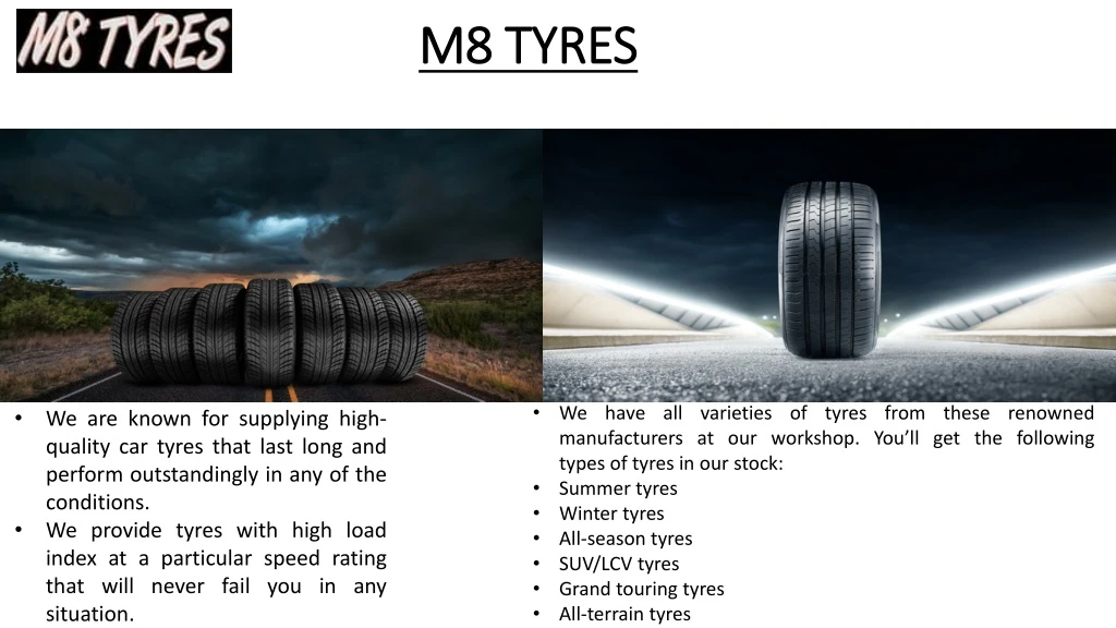 m8 tyres