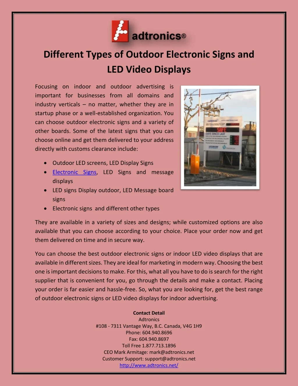 different types of outdoor electronic signs