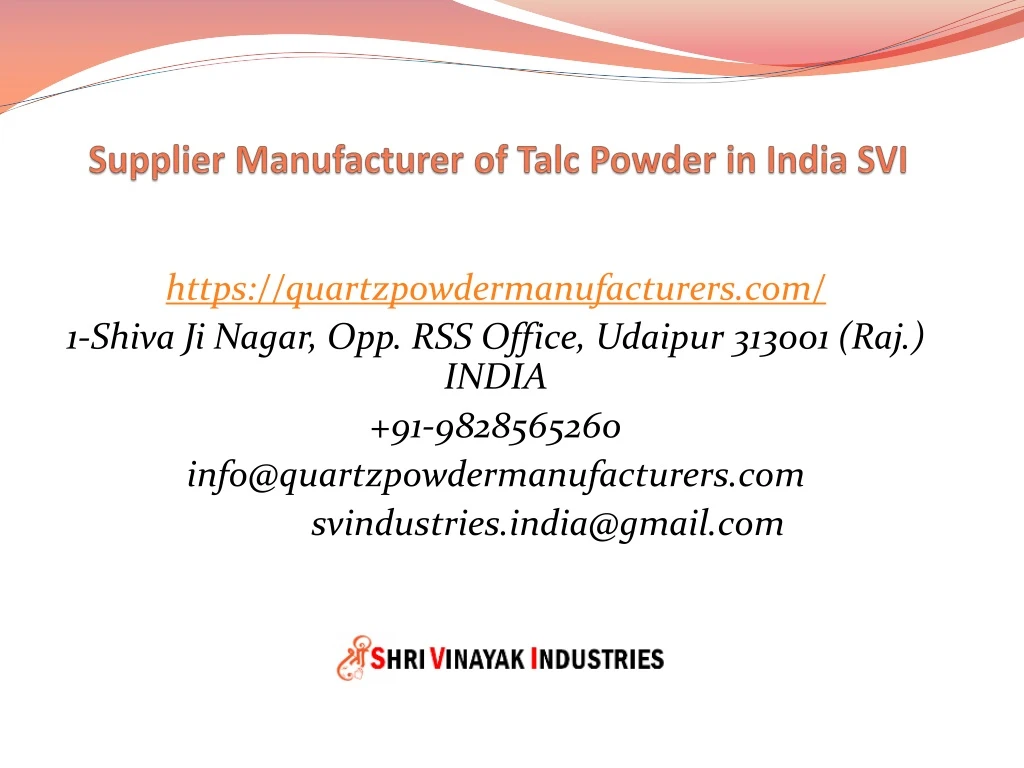 supplier manufacturer of talc powder in india svi