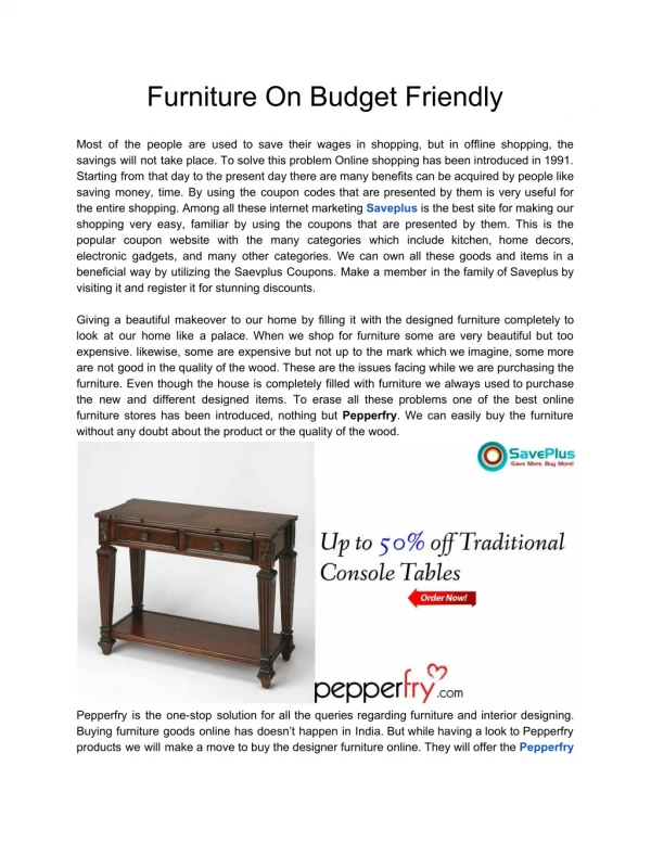 furniture on budget friendly