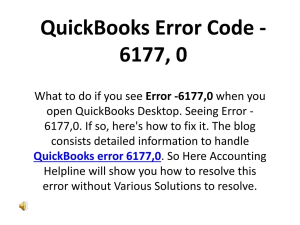 Resolving QuickBooks Error 6177,0