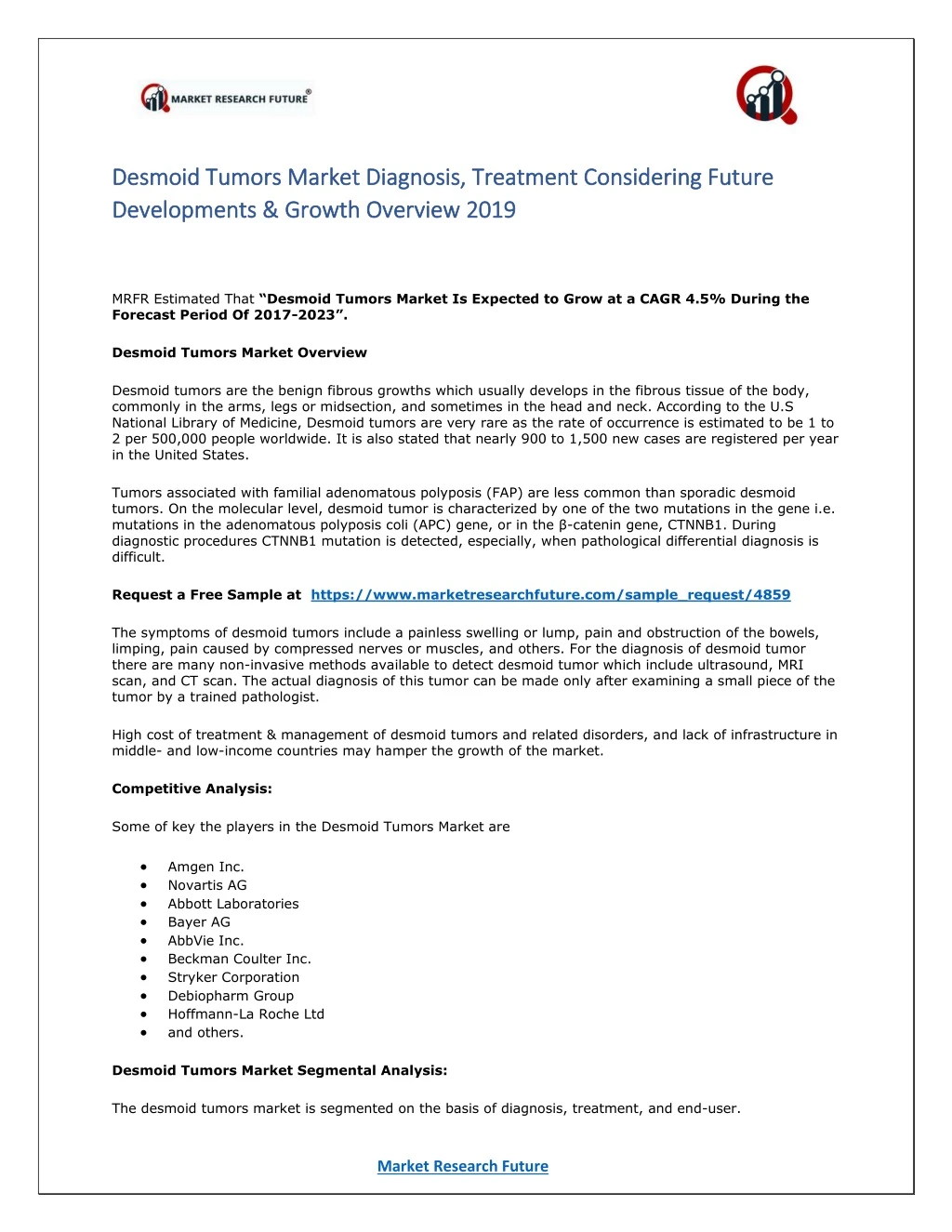 desmoid tumors market diagnosis treatment