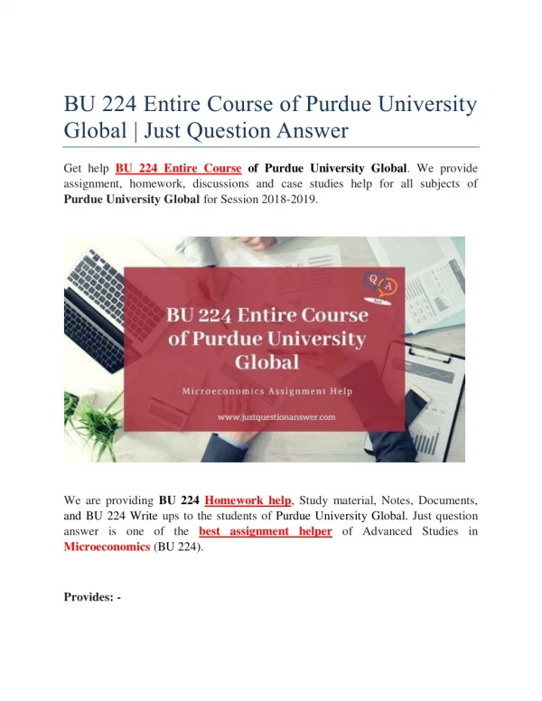 BU 224 Entire Course of Purdue University Global