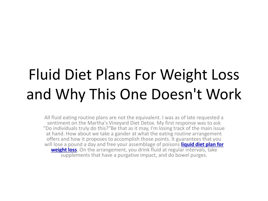 fluid diet plans for weight loss and why this one doesn t work