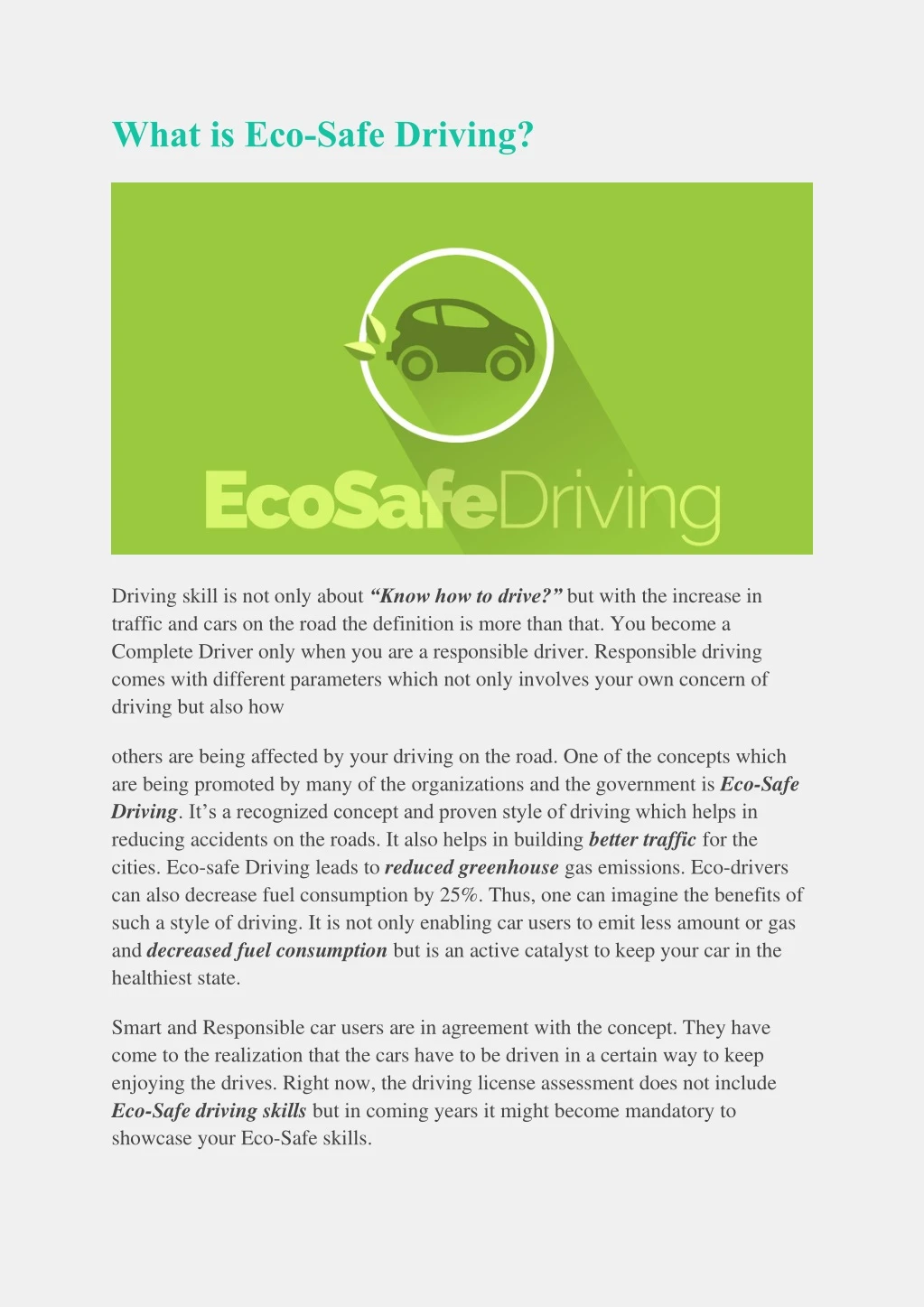 what is eco safe driving