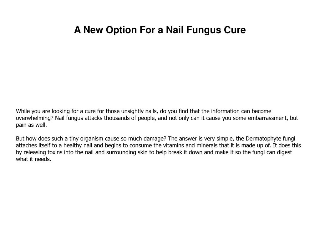 a new option for a nail fungus cure
