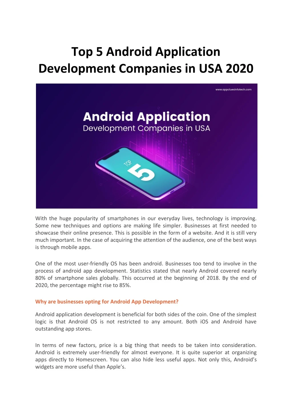 top 5 android application development companies