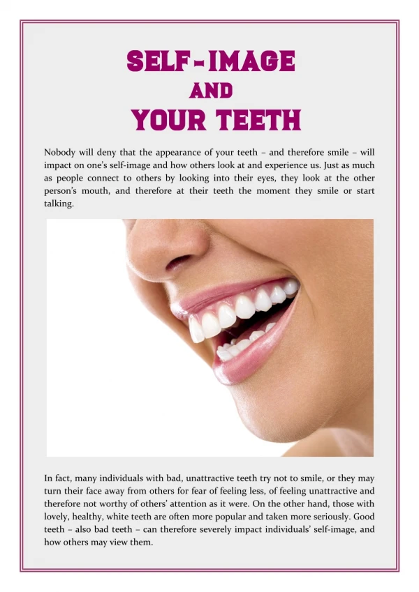 Self-Image and Your Teeth