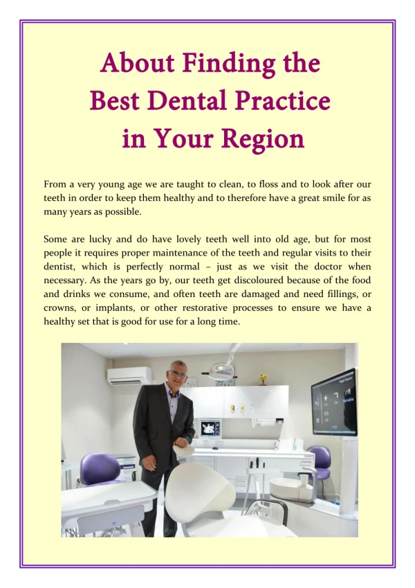 About Finding the Best Dental Practice in Your Region